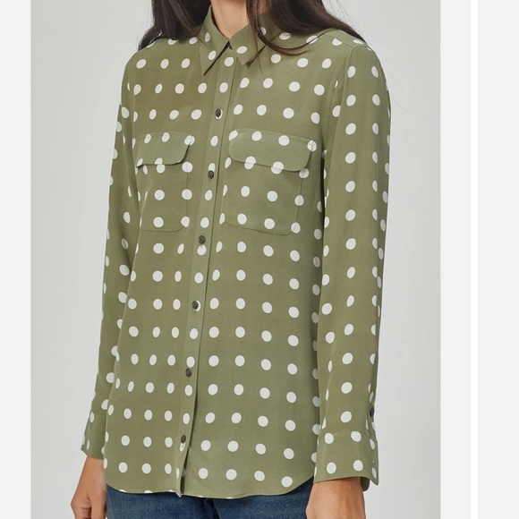 Equipment Dot-Print Button-Front Silk Signature Shirt - Picture 2 of 4